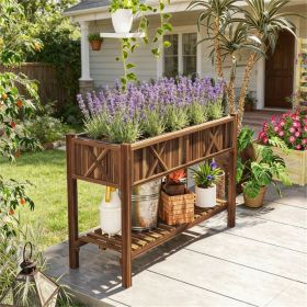 Elevated garden bed, elevated wooden flower pot box, planting box, carbonized