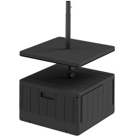 3-in-1 Outdoor Umbrella Base with Table Tray, Coffee End Table, Planter Box with Drain Hole