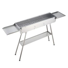 Foldable Charcoal Grill, 250 sq.in. Portable Charcoal Barbecue Grill with Liftable Charcoal Tray & Side Tables