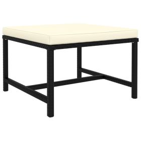 Footrest Black, Cream White PE rattan, Steel Medium Footrest