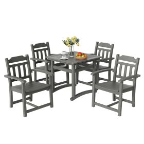 5 Pieces Patio Dining Set, Outdoor Square Furniture Table and Chairs, All Weather Garden Furniture Table Sets, HIPS Small Patio Conversation Set