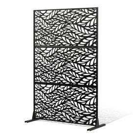 Metal Privacy Screen, 47" W x 72" H, Outdoor Privacy Screens & Panels, Freestanding Outdoor Divider with Stand